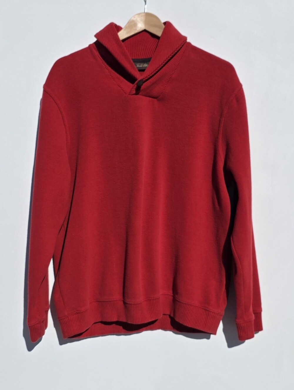 Tasso Elba Size L Men's Red Shawl Collar Sweater - Classic Cozy Knit